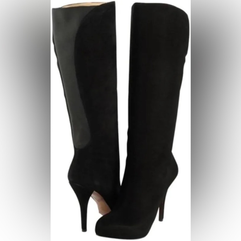 Enzo Angiolini Yabbo Black Boots in Stretch Suede